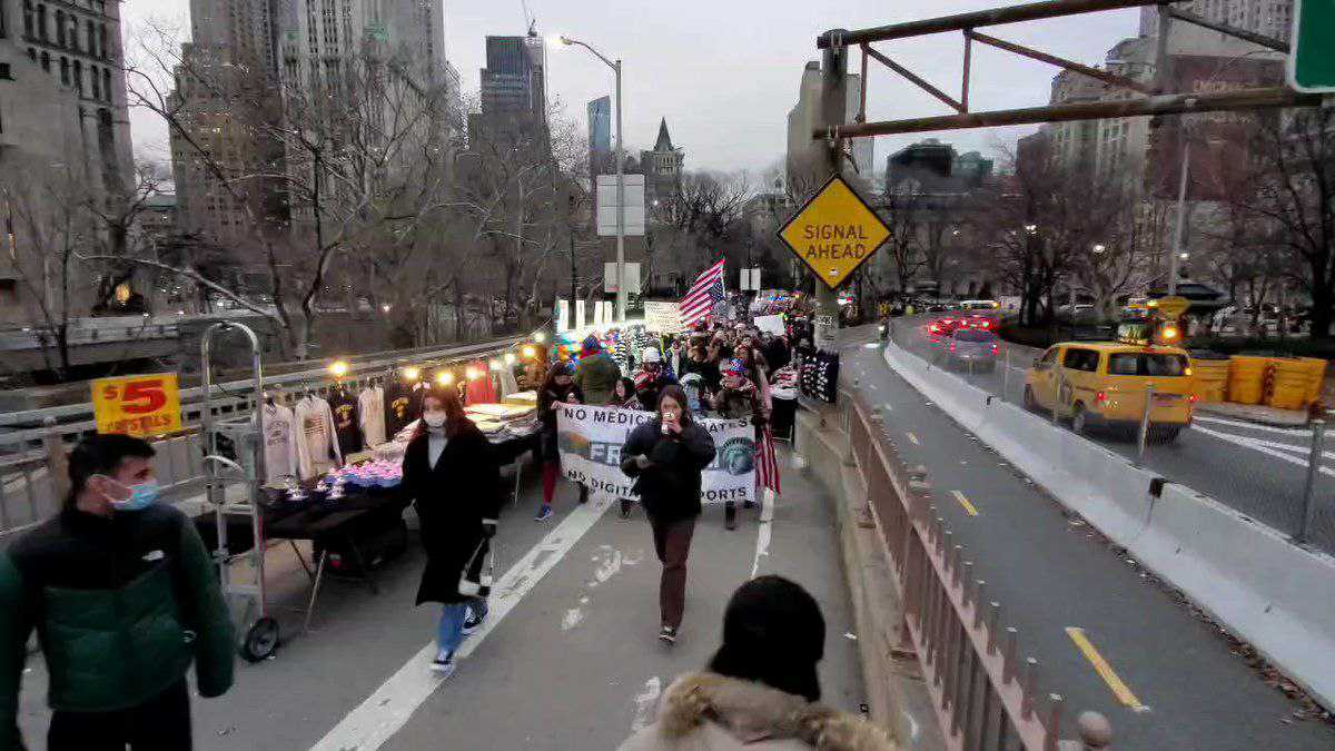 New Yorkers protest Covid mandates, activists arrested