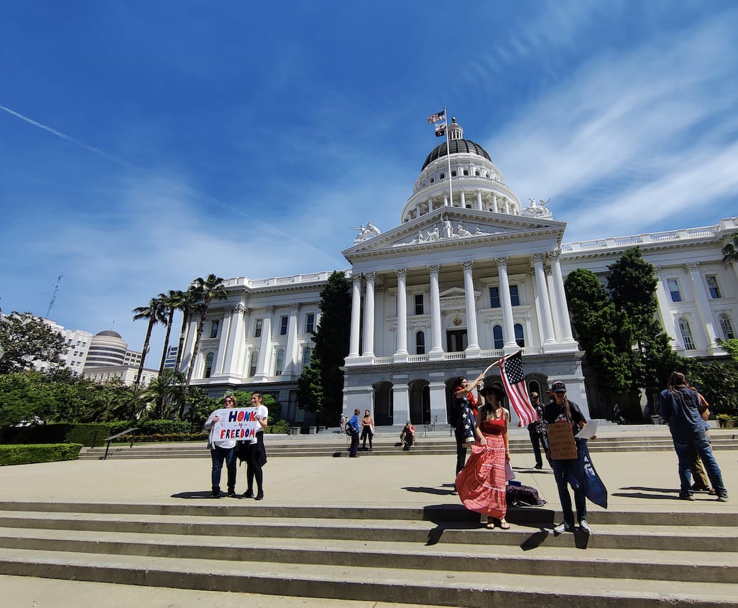 The People's Convoy and supporters gather in Sacramento, announce rallies to oppose the state's pandemic bills